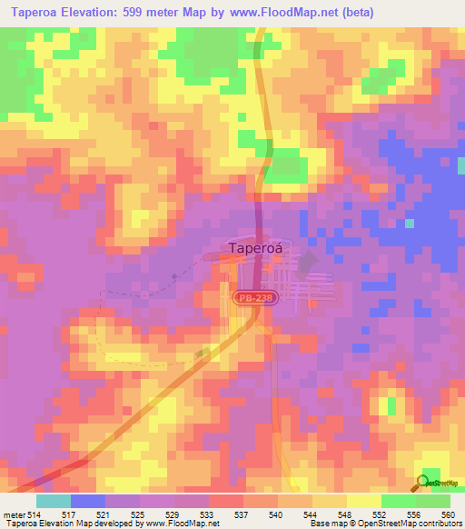 Taperoa,Brazil Elevation Map