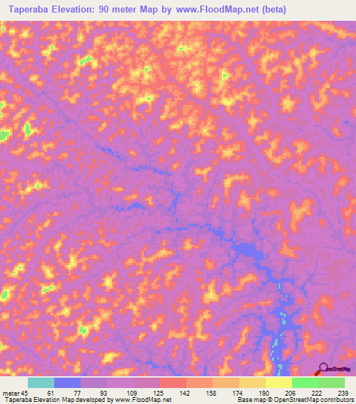 Taperaba,Brazil Elevation Map