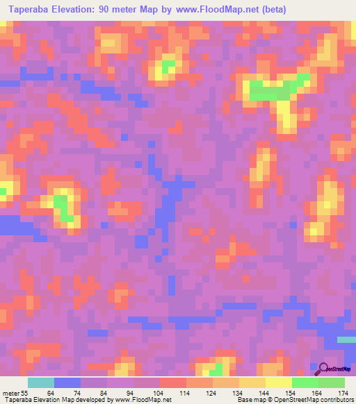 Taperaba,Brazil Elevation Map