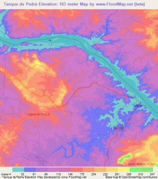 Tanque de Pedra,Brazil Elevation Map