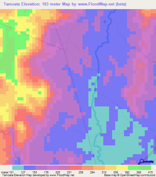 Tamoata,Brazil Elevation Map