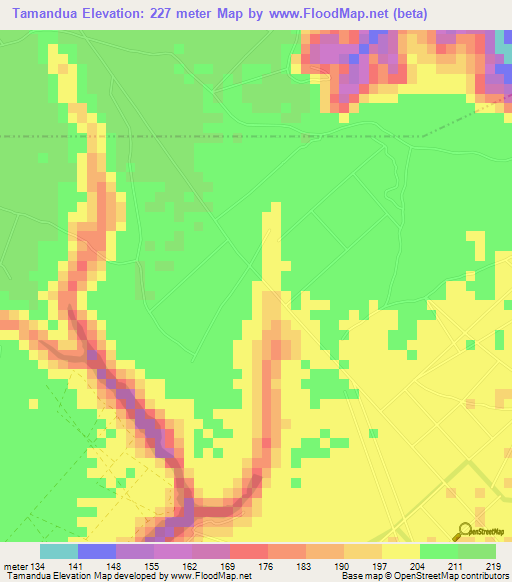 Tamandua,Brazil Elevation Map