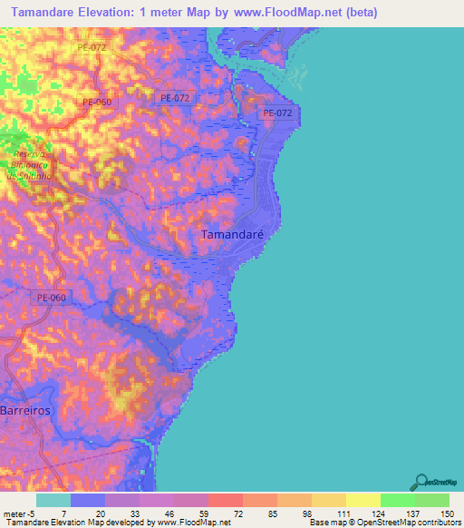 Tamandare,Brazil Elevation Map