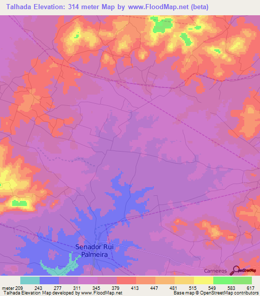 Talhada,Brazil Elevation Map