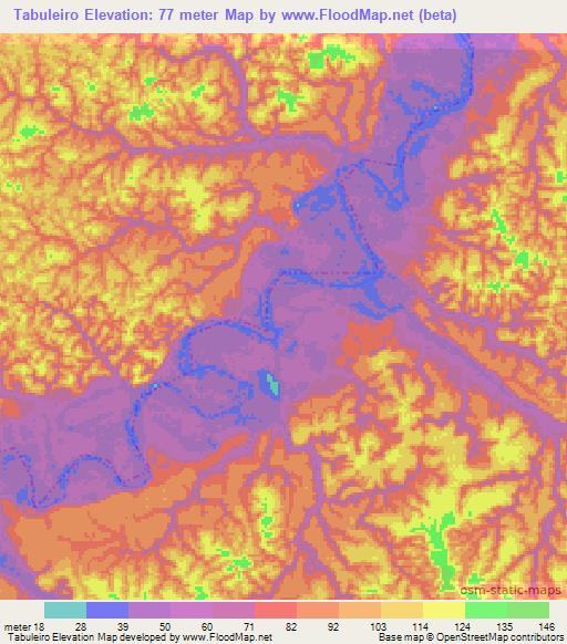 Tabuleiro,Brazil Elevation Map