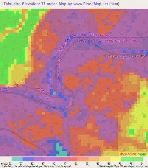 Tabuleiro,Brazil Elevation Map