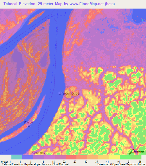 Tabocal,Brazil Elevation Map