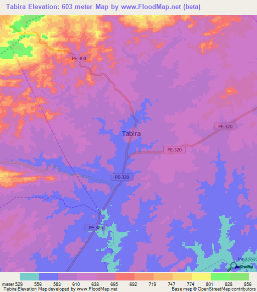 Tabira,Brazil Elevation Map