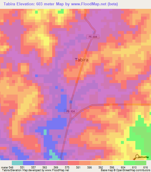 Tabira,Brazil Elevation Map