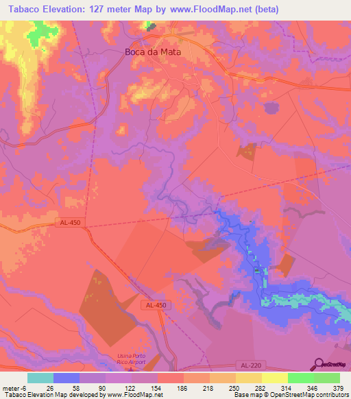 Tabaco,Brazil Elevation Map