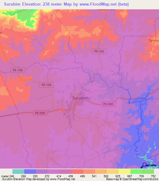 Surubim,Brazil Elevation Map