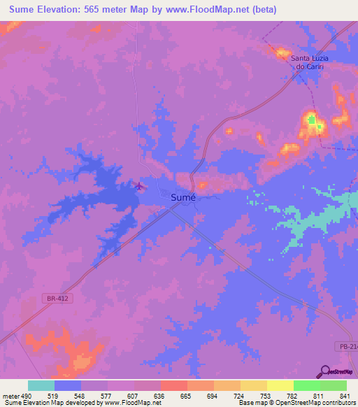 Sume,Brazil Elevation Map