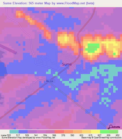 Sume,Brazil Elevation Map