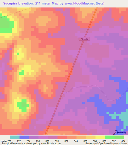 Sucupira,Brazil Elevation Map