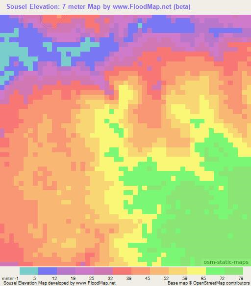 Sousel,Brazil Elevation Map