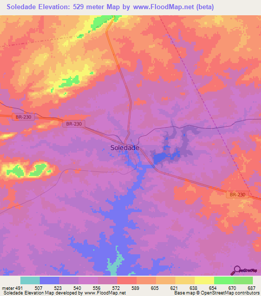 Soledade,Brazil Elevation Map