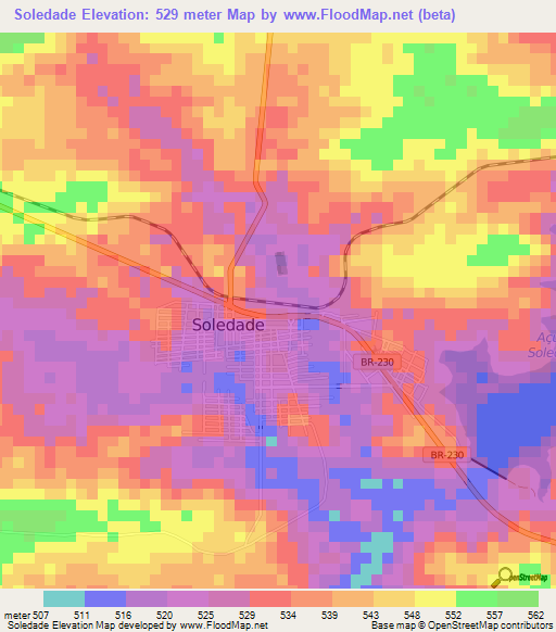 Soledade,Brazil Elevation Map