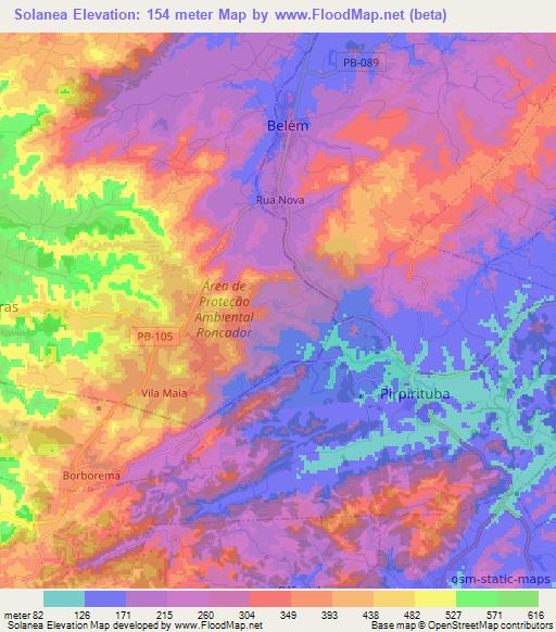 Solanea,Brazil Elevation Map