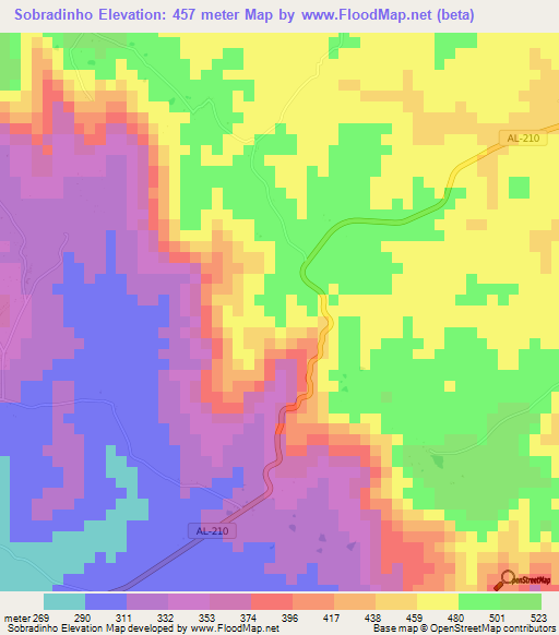 Sobradinho,Brazil Elevation Map