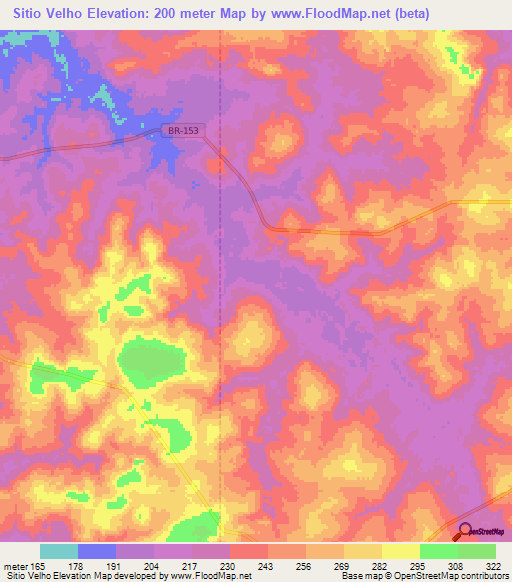 Sitio Velho,Brazil Elevation Map