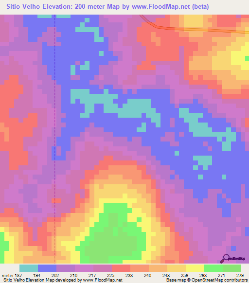 Sitio Velho,Brazil Elevation Map