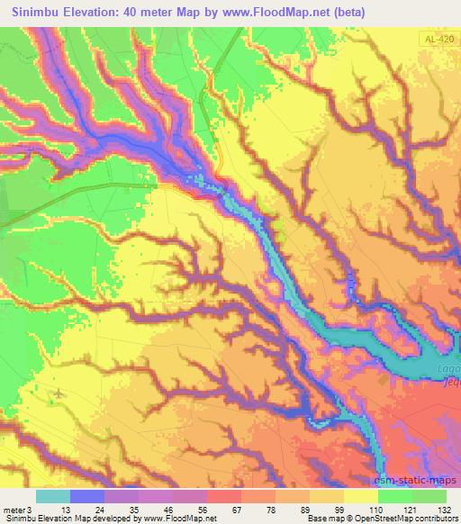 Sinimbu,Brazil Elevation Map