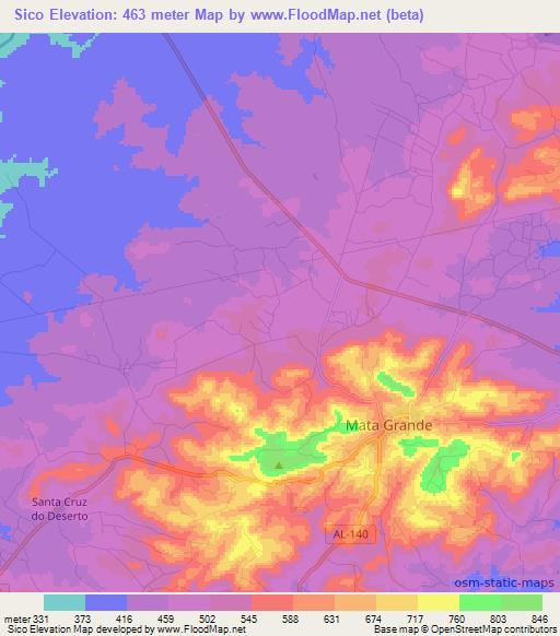 Sico,Brazil Elevation Map