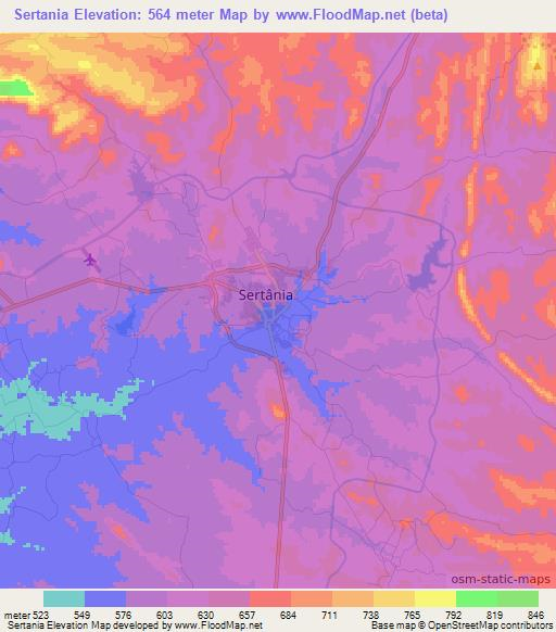 Sertania,Brazil Elevation Map