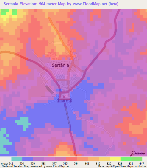 Sertania,Brazil Elevation Map