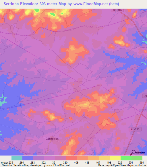 Serrinha,Brazil Elevation Map