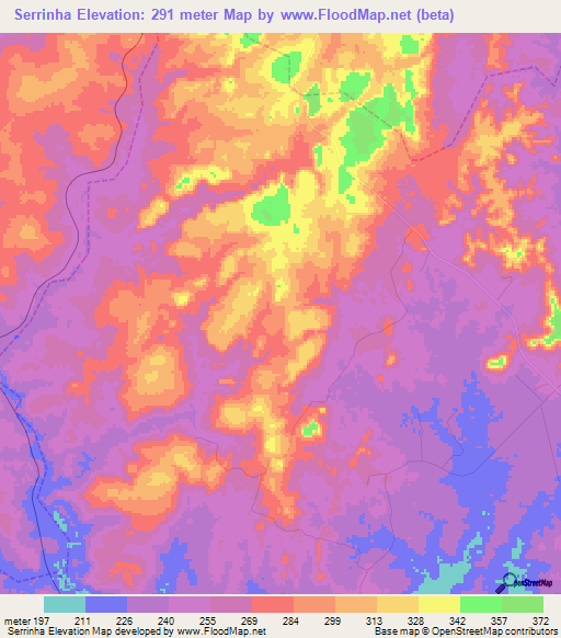 Serrinha,Brazil Elevation Map