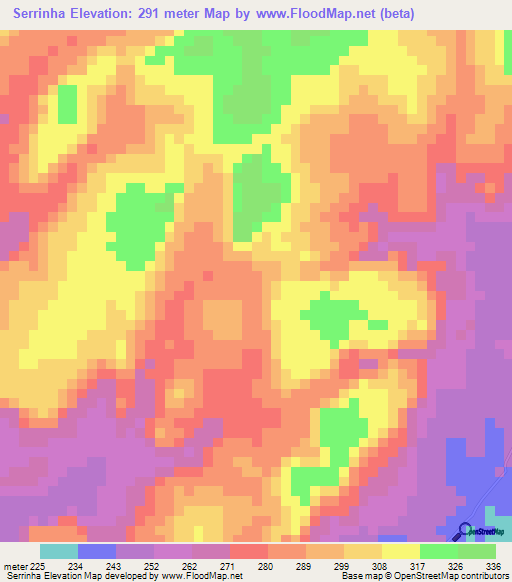 Serrinha,Brazil Elevation Map