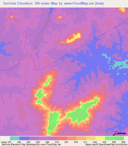 Serrinha,Brazil Elevation Map