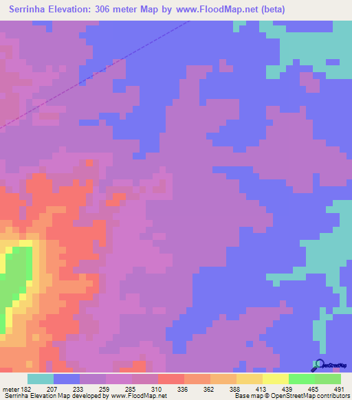 Serrinha,Brazil Elevation Map