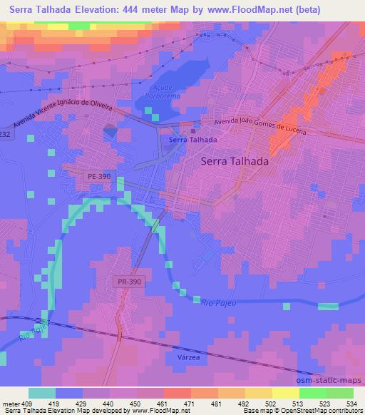 Serra Talhada,Brazil Elevation Map