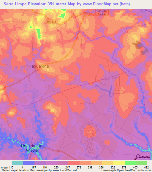 Serra Limpa,Brazil Elevation Map