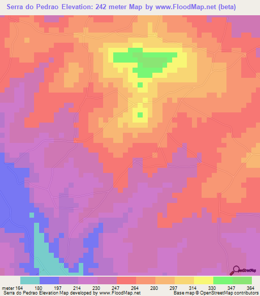 Serra do Pedrao,Brazil Elevation Map