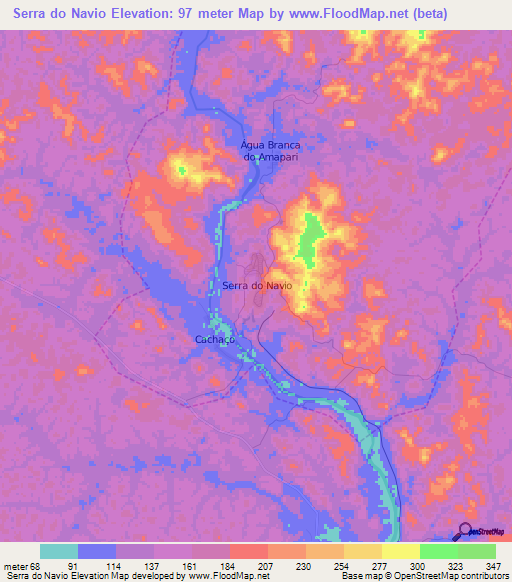 Serra do Navio,Brazil Elevation Map