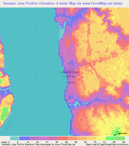 Senador Jose Porfirio,Brazil Elevation Map