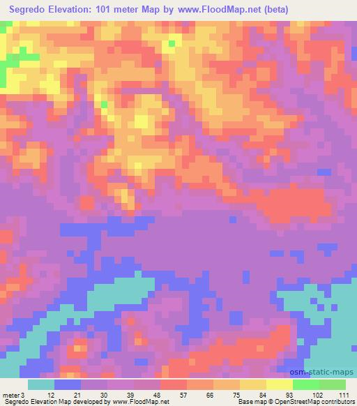 Segredo,Brazil Elevation Map