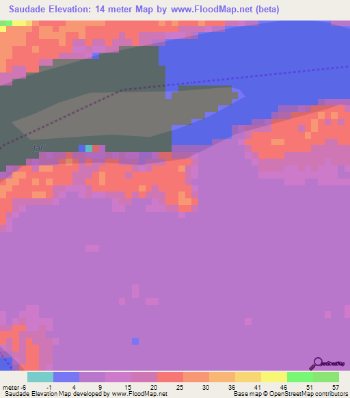 Saudade,Brazil Elevation Map