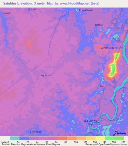 Satubim,Brazil Elevation Map