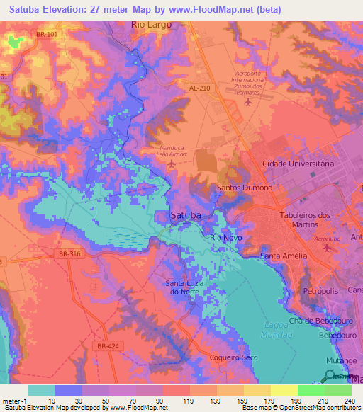 Satuba,Brazil Elevation Map