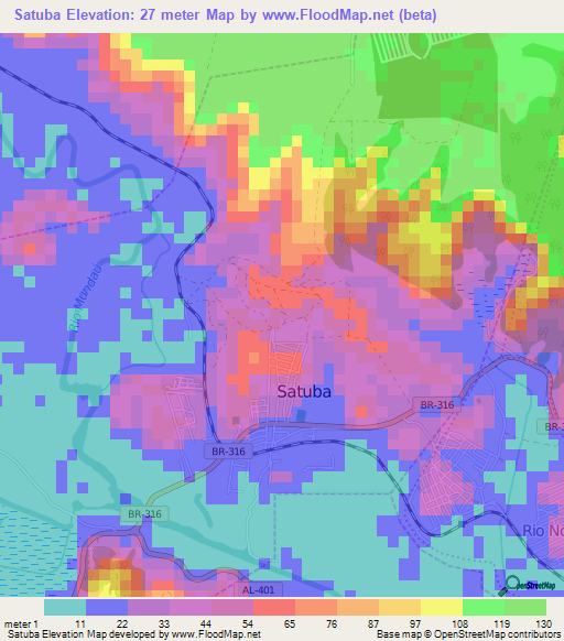 Satuba,Brazil Elevation Map