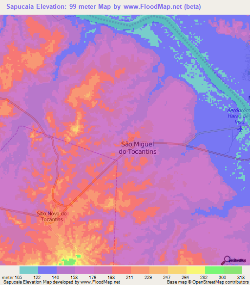 Sapucaia,Brazil Elevation Map