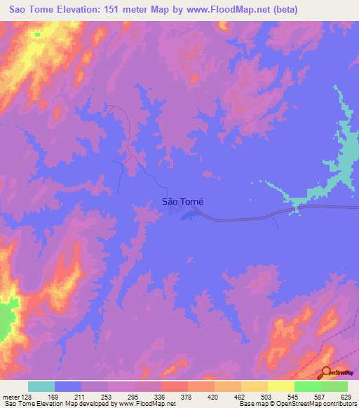 Sao Tome,Brazil Elevation Map