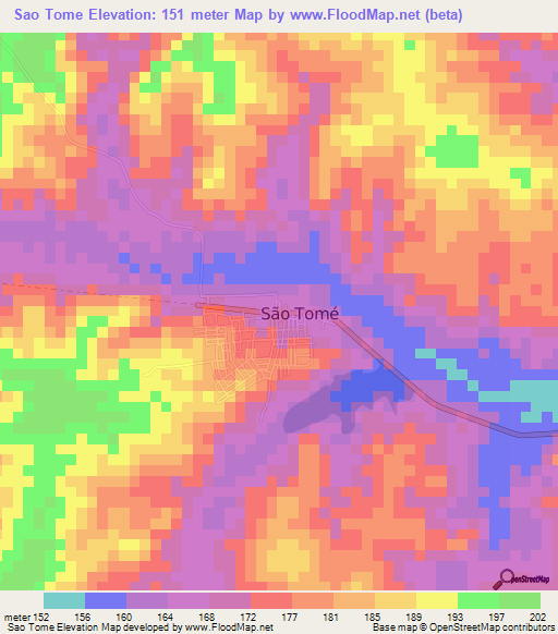 Sao Tome,Brazil Elevation Map