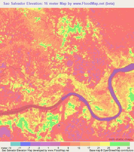 Sao Salvador,Brazil Elevation Map