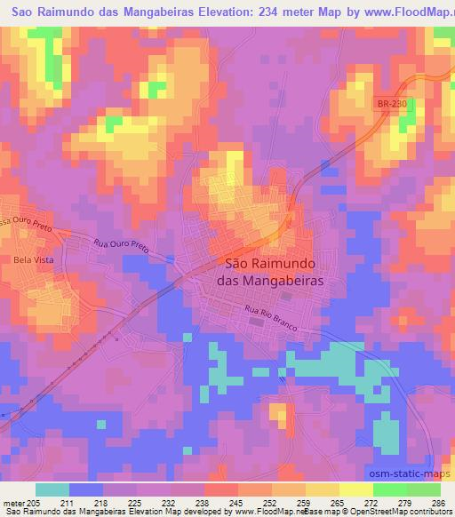 Sao Raimundo das Mangabeiras,Brazil Elevation Map