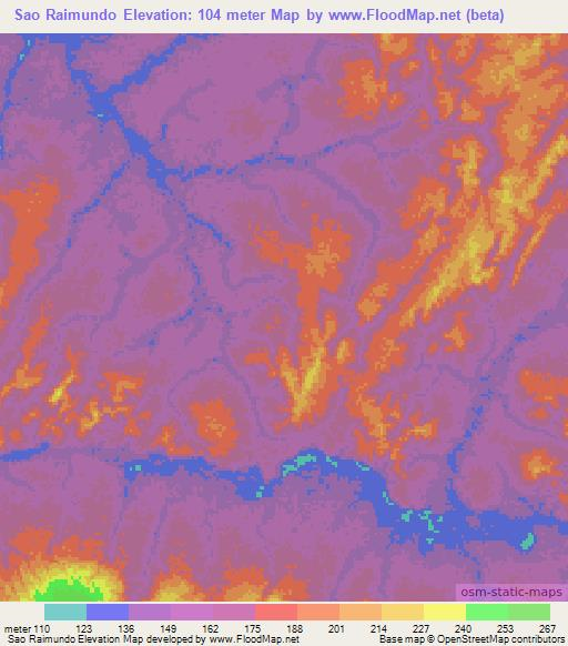 Sao Raimundo,Brazil Elevation Map